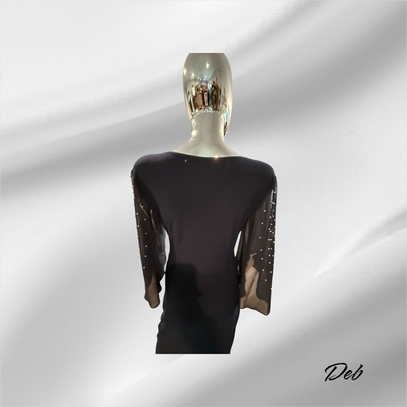 Joseph Ribkoff Navy Bodycon Dress with Plunge Neckline - Picture 6 of 9